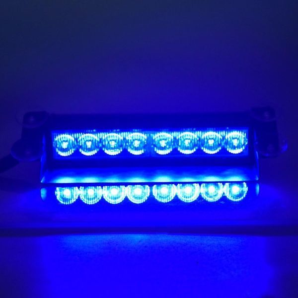 Стробоскоп на стекло, Проблесковый маячок на лобовое стекло СИНЕ_СИНИЙ (8 LED, 24Вт, 18 режимов 200х100х40мм) STROB_LOBHS51057S_BB фото