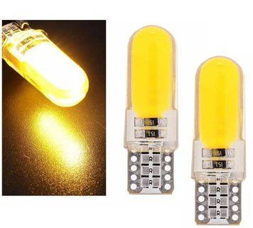Светодиодные LED лампочки HL36 с цоколем T10 (W5W, 9V-12V, ЖЕЛТЫЕ), безцокольные лед лампы в габариты / 2шт T10_#36 фото