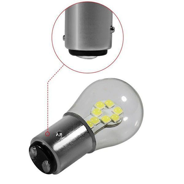 Автомобільні LED-лампа 16 діодів у колбі БІЛА в ЗАДІЙ хід, ДХО, ПОВОЛОТ СТОП &mdash; ЯРКА з цоколем 1157 16LED_1157WH_KOLB фото