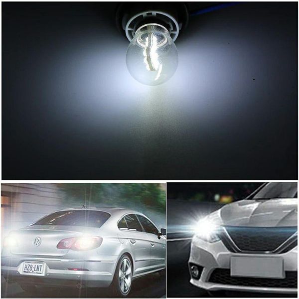Автомобільні LED-лампа 16 діодів у колбі БІЛА в ЗАДІЙ хід, ДХО, ПОВОЛОТ СТОП &mdash; ЯРКА з цоколем 1157 16LED_1157WH_KOLB фото