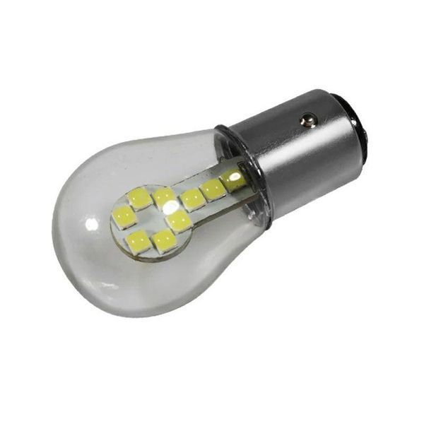 Автомобільні LED-лампи 16 діодів у колбі БІЛА в ЗАДІЙ хід, ДХО, ПОВОРОЖИТЬ СТОП &mdash; ЯРКА з цоколем 1156 16LED_1156WH_KOLB фото