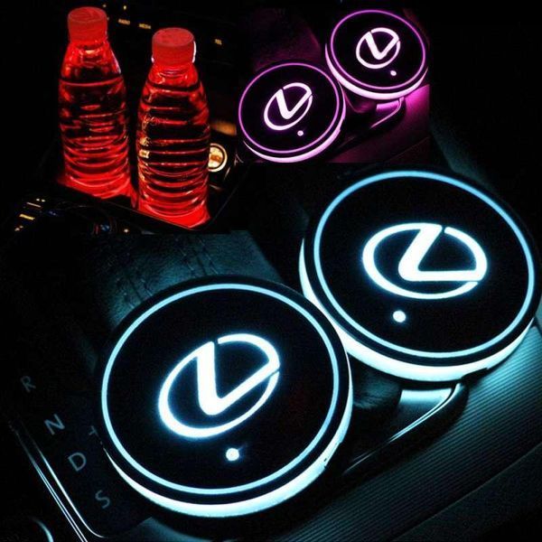 Подсветка подстаканника RGB в авто с логотипом автомобиля LEXUS (к-кт 2шт.) CUP_HOLDER_LEXUS фото
