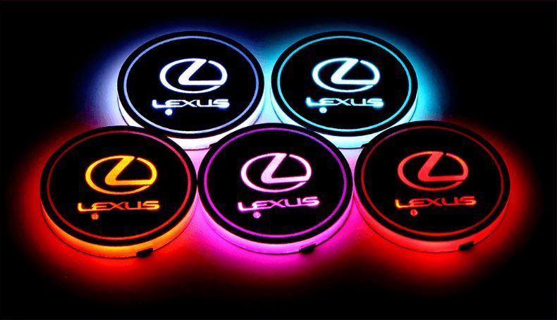 Подсветка подстаканника RGB в авто с логотипом автомобиля LEXUS (к-кт 2шт.) CUP_HOLDER_LEXUS фото