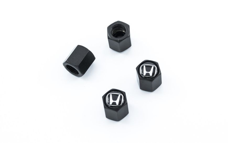 Колпачки на ниппель, золотник с логотипом HONDA, Защитные металические ЧЕРНЫЕ колпачки для ниппелей KOLP_CAP_HON фото