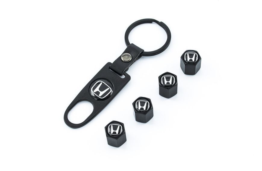 Колпачки на ниппель, золотник с логотипом HONDA, Защитные металические ЧЕРНЫЕ колпачки для ниппелей KOLP_CAP_HON фото