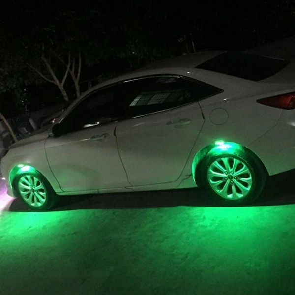 Влагостойкая и противоударная RGB подсветка арок колес автомобиля с BT APP приложением 4 фонаря WHEEL_LAMP фото
