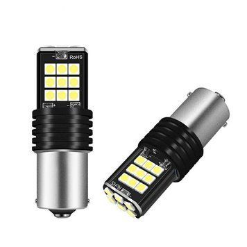 Автомобильные LED лампы HP81 БЕЛАЯ в ЗАДНИЙ ход, ДХО, СТОП - ЯРКАЯ с цоколем 1156 (P21W) (BA15S) 12в, 4Вт, 24 1156WH_#81 фото