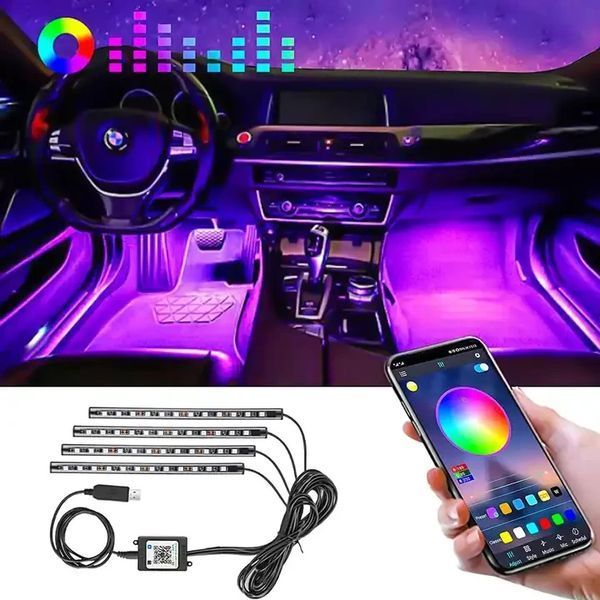 12 LED RGB світлодіодне підсвічування салону з мікрофоном (реагує на звук), через додаток, 16 режимів, usb ATMO_12LED_USB/1 фото