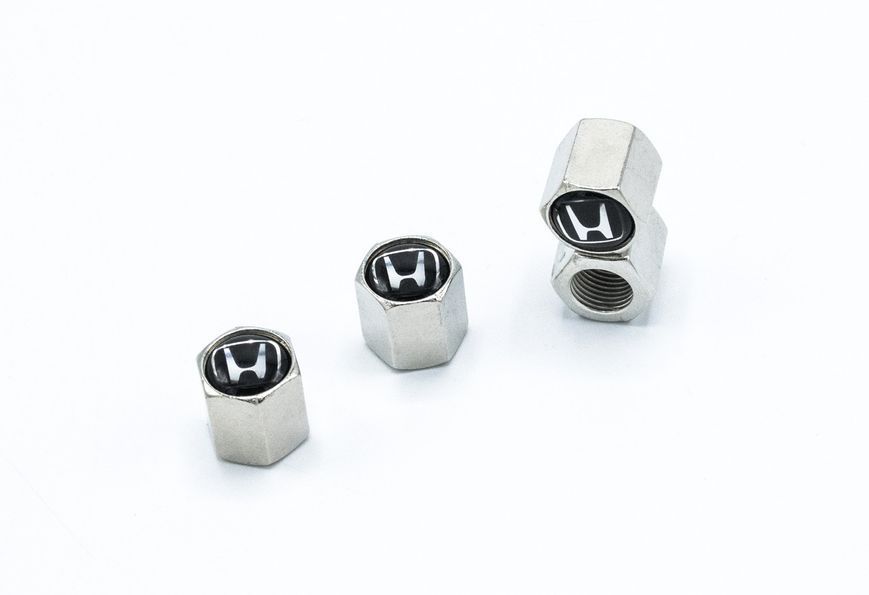 Колпачки на ниппель, золотник с логотипом HONDA, Защитные металические ХРОМ колпачки для ниппелей KOLP_YX088_HON фото