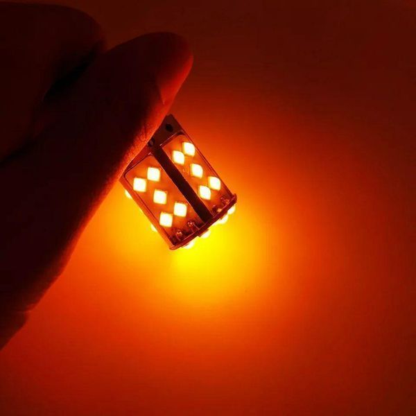 Автомобільна LED лампа 35 діодів ЖОВТА в ПОВОРОТ, габарити з цоколем 1156 (P21W) (BA15S) CAN BUS 35LED_1156YEL фото