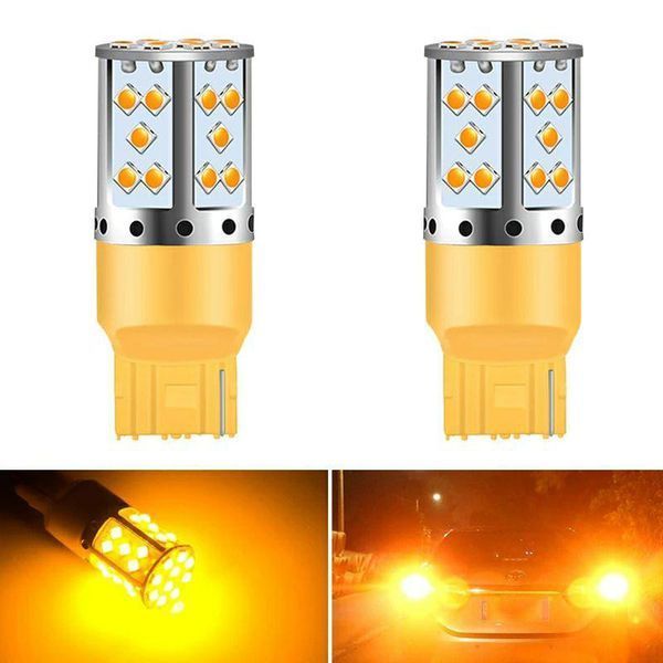 Автомобільна LED-лампа 35 діодів ЖЕЛТАЯ у ПОВОРОТ, габарити з цоколем 7440 (T20) CAN BUS (НЕТ ОШИБОК) 12-24В 35LED_7440YEL фото
