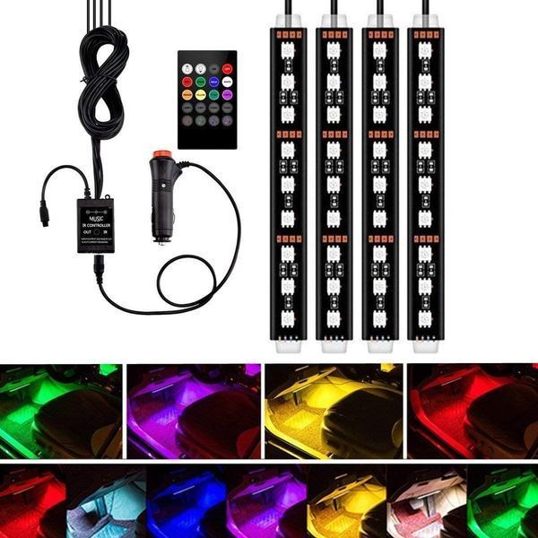 9 LED RGB підсвічування салону світлодіодне з пультом та мікрофоном (реагує на звук) 16 режимів ATMO_9LED фото