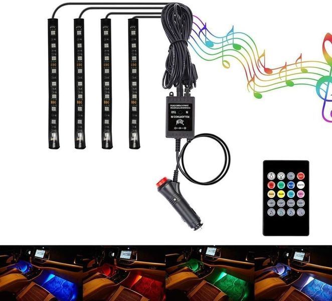 9 LED RGB підсвічування салону світлодіодне з пультом та мікрофоном (реагує на звук) 16 режимів ATMO_9LED фото