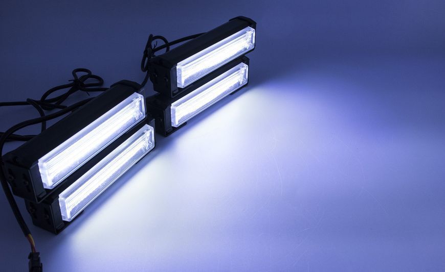 Яркие светодиодные автомобильные стробоскопы БЕЛО-БЕЛЫЕ, LED проблесковые маячки, полицейские мигалки (4 COB STROB_4COB868A169_WW фото