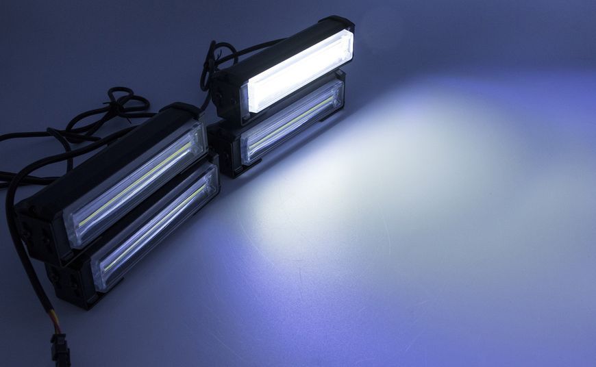 Яркие светодиодные автомобильные стробоскопы БЕЛО-БЕЛЫЕ, LED проблесковые маячки, полицейские мигалки (4 COB STROB_4COB868A169_WW фото