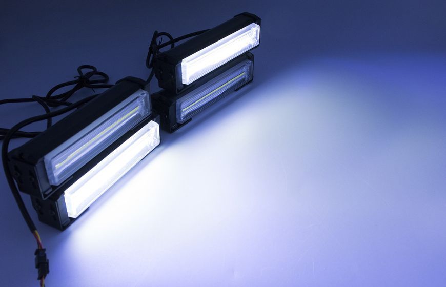 Яркие светодиодные автомобильные стробоскопы БЕЛО-БЕЛЫЕ, LED проблесковые маячки, полицейские мигалки (4 COB STROB_4COB868A169_WW фото