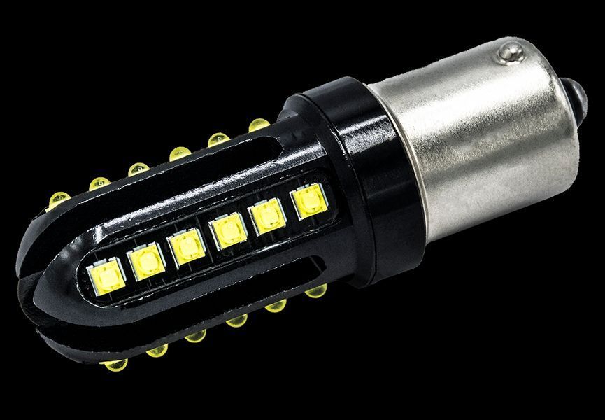 Автомобильная LED лампа 24 CREE диода БЕЛАЯ в ЗАДНИЙ ход, ДХО, СТОП - САМАЯ ЯРКАЯ с цоколем 1156 (P21W) 24LED_1156WH_CREE фото