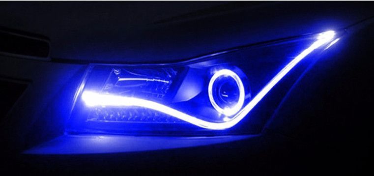 Гибкий неон в фары "LIGHT GUIDE LAMP" СИНИЙ цвет 2 х 60см, неоновый повторитель поворота, гибкие неоновые GUIDE_60BLU фото