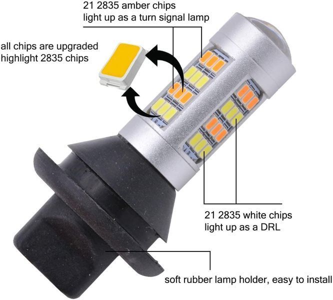 42 LED ДХО + повороты DRL дневный ходовые огни + поворот CAN BUS (НЕТ ОШИБОК) 7440 T20/T25 12V DRLTurn_42LED_7440 фото