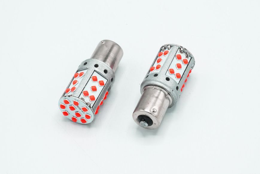 Автомобільна LED-лампа 35 діодів КРАСНА у СТОПИ &mdash; ОЧЕНЬ ЯРКА з цоколем 1156 (P21W) (BA15S) CAN BUS (НІТ 35LED_1156RED фото